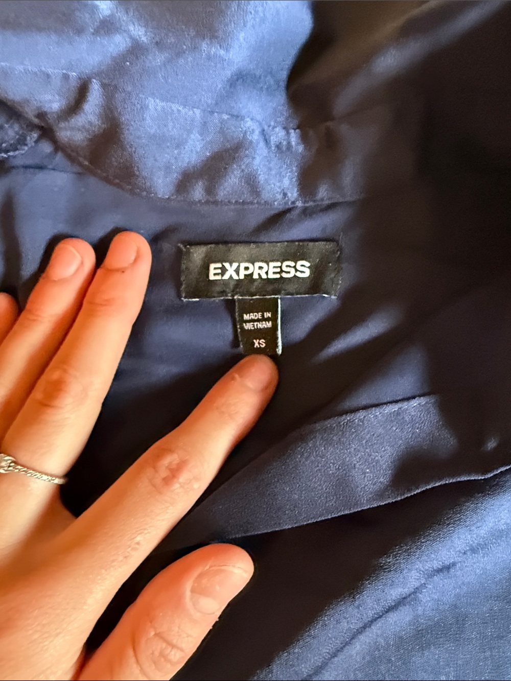 Express Navy Collared Button-Front Blouse Jacket - Picture 4 of 5